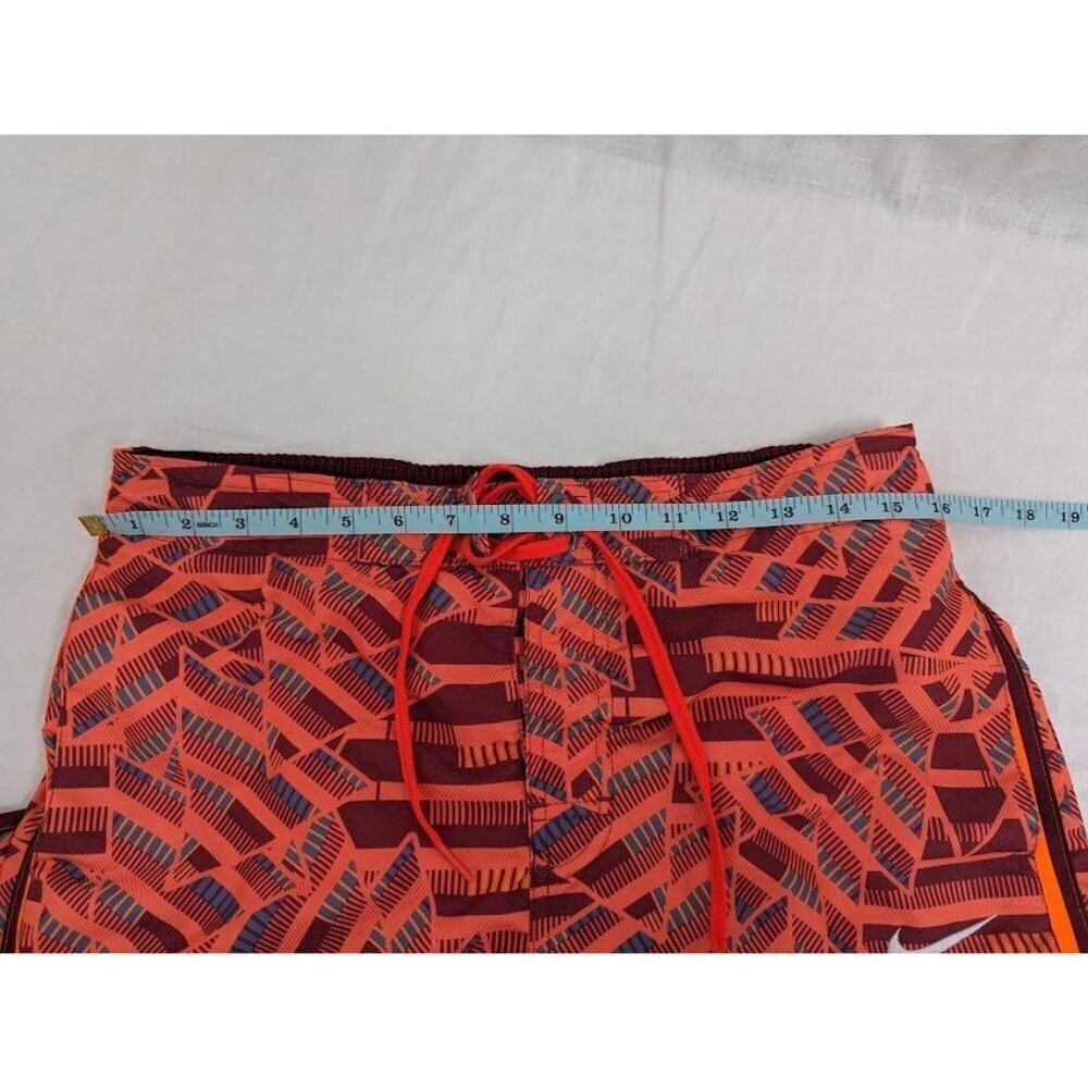 Nike Men's size Medium geometric swim shorts, orange burgundy, neon, lined O13 - Picture 11 of 11